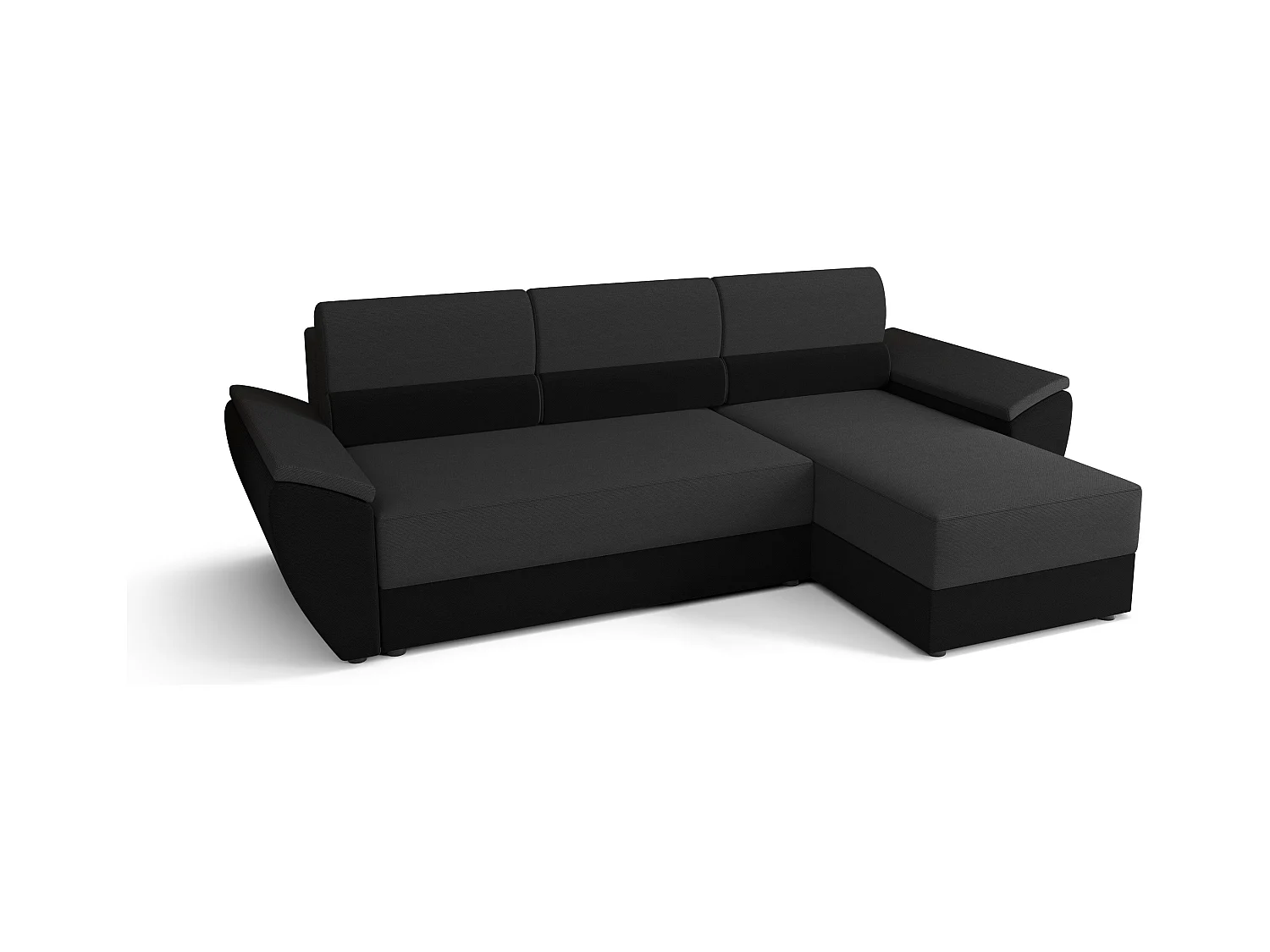 BEDANTE Hoekbank L REBI L2 Rainbow 27/15 Rechts met slaapfunctie, grijs/zwart, L-vorm, bank met opbergruimte, bedlade, woonkamerbank, bankstel, sofa, slaapbank