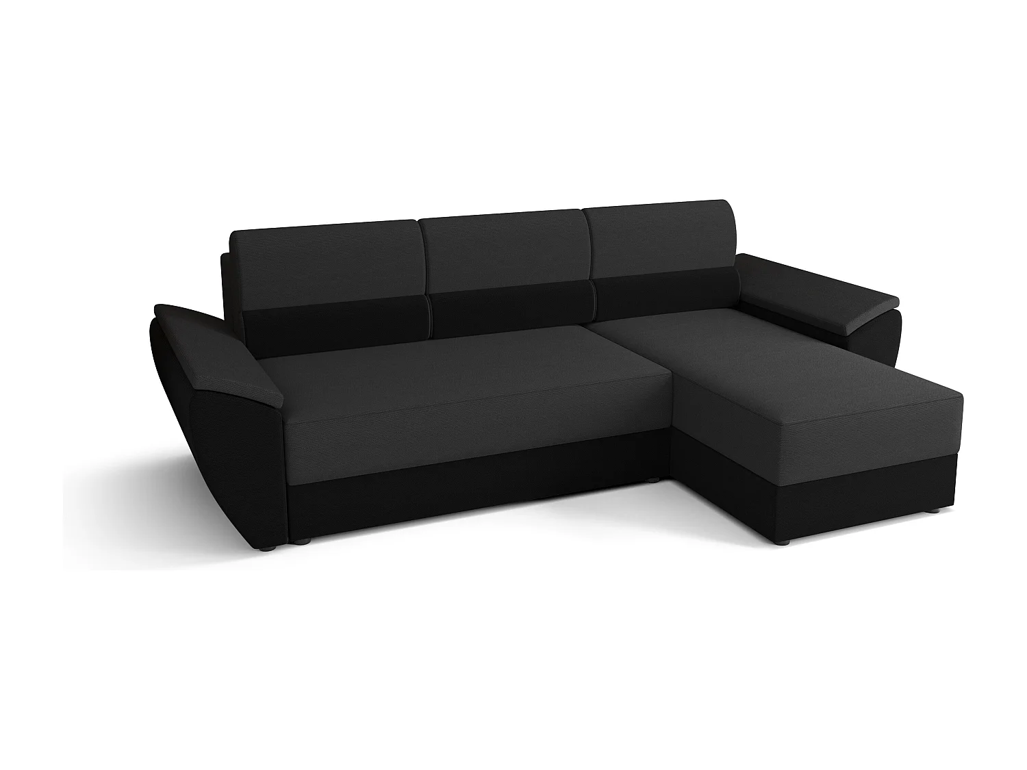 BEDANTE Ecksofa L REBI L2 Rainbow 27/15 Rechts mit Schlaffunktion, Grau/Schwarz, L-Form, Sofa mit Stauraum, Bettkasten, Wohnzimmersofa, Couch, Sofa, Bettsofa