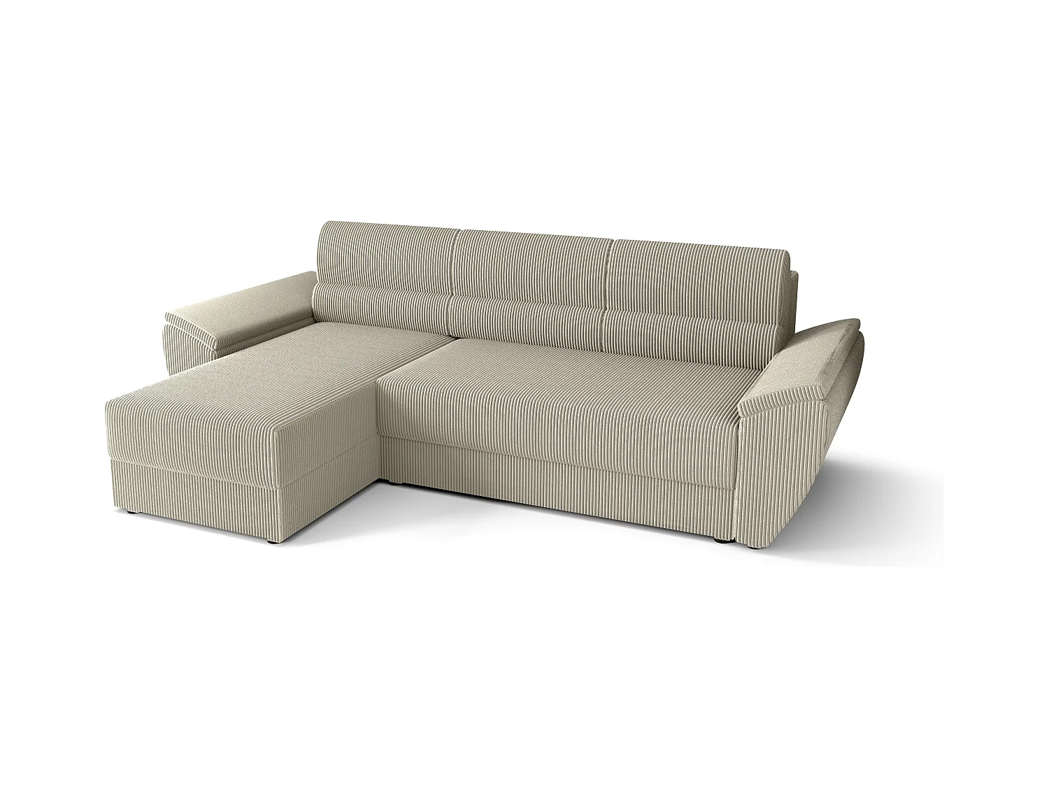 BEDANTE Ecksofa L REBI L2 Poso 100 Links mit Schlaffunktion, Beige, L-Form, Sofa mit Stauraum, Bettkasten, Wohnzimmersofa, Couch, Sofa, Bettsofa