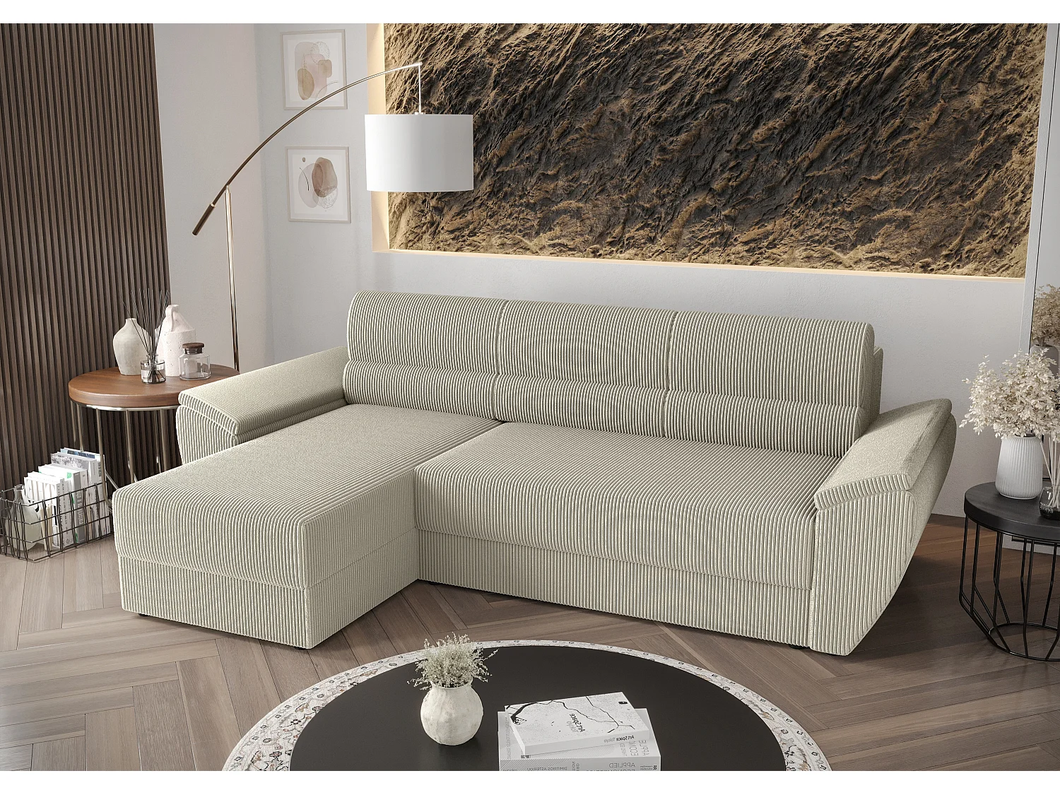 BEDANTE Canapé d’angle L REBI L2 Poso 100 Gauche avec fonction lit