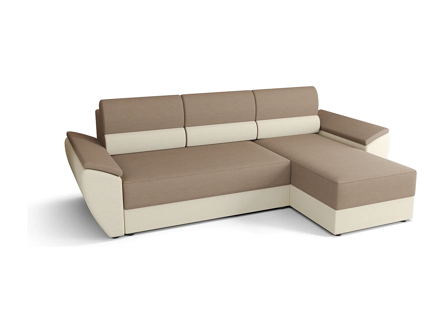 BEDANTE Ecksofa L REBI L2 Rainbow 05/16 Rechts mit Schlaffunktion, Beige/Creme, L-Form, Sofa mit Stauraum, Bettkasten, Wohnzimmersofa, Couch, Sofa, Bettsofa