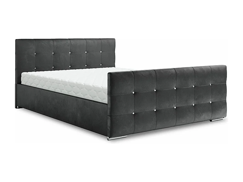 Bedante Polsterbett DAST 120x200cm, Bettkasten, Einzellbett, Bett, Bettkasten, Schlafzimmer, Stauraum, Kontinentalbett, Boxspringbett, Chrome