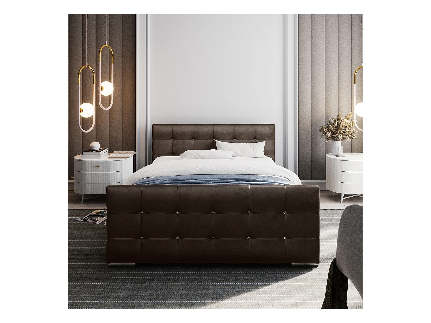 Bedante Polsterbett DAST 90x200cm, Bettkasten, Einzellbett, Bett, Bettkasten, Schlafzimmer, Stauraum, Kontinentalbett, Boxspringbett, Chrome