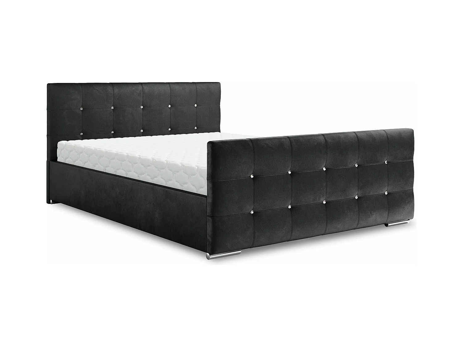 Bedante Polsterbett DAST 120x200cm, Bettkasten, Einzellbett, Bett, Bettkasten, Schlafzimmer, Stauraum, Kontinentalbett, Boxspringbett, Chrome