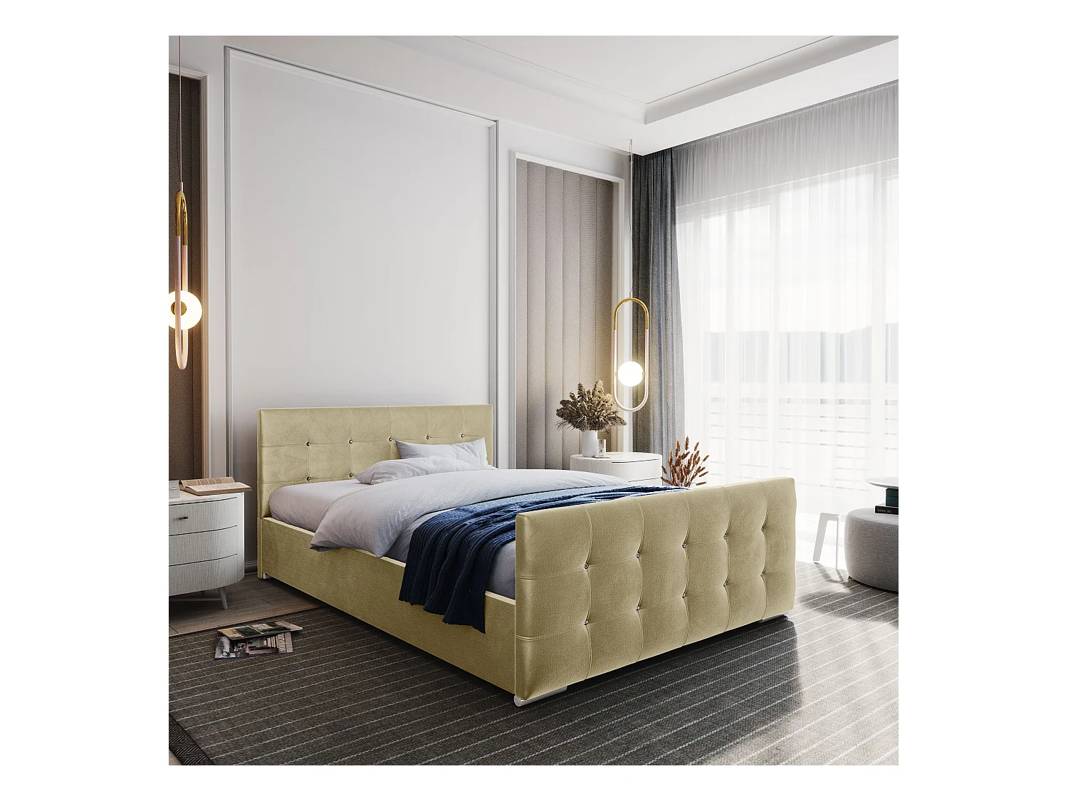 Bedante Polsterbett DAST 120x200cm, Bettkasten, Einzellbett, Bett, Bettkasten, Schlafzimmer, Stauraum, Kontinentalbett, Boxspringbett, Chrome