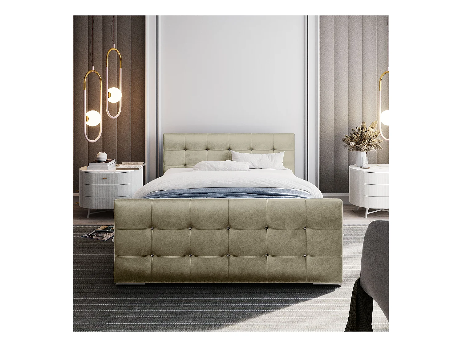 Bedante Polsterbett DAST 120x200cm, Bettkasten, Einzellbett, Bett, Bettkasten, Schlafzimmer, Stauraum, Kontinentalbett, Boxspringbett, Chrome