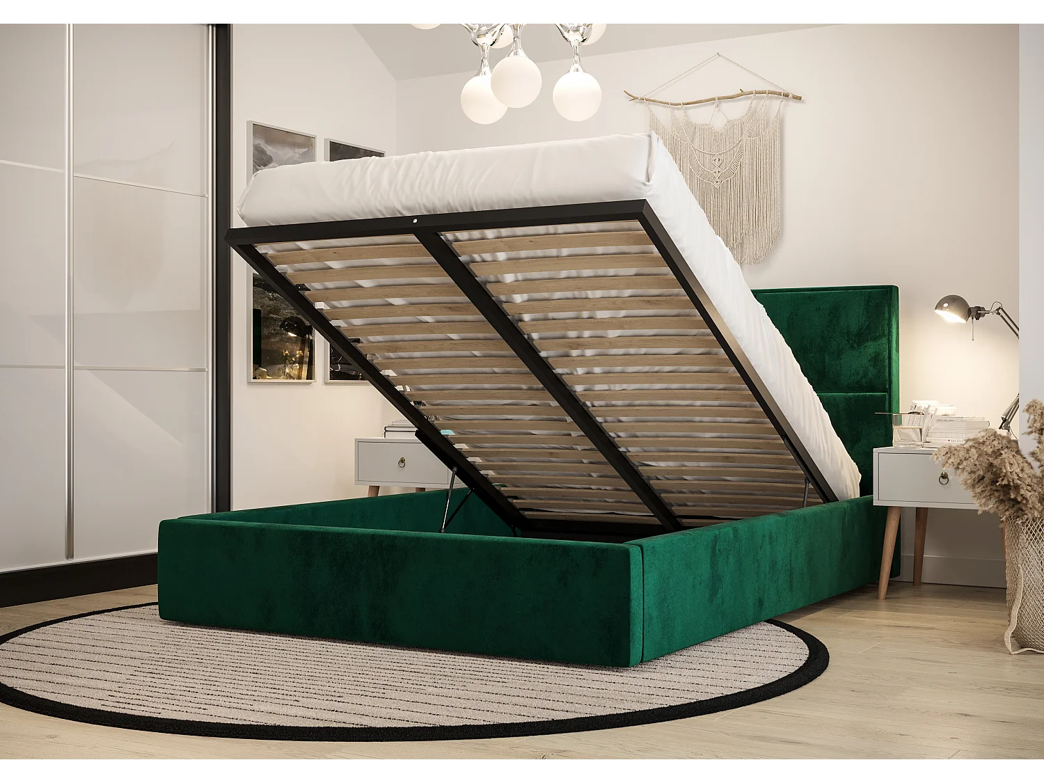 Bedante Polsterbett ELGA 120x200cm, Bettkasten, Einzellbett, Hotelbett, Matratze, Bettkasten, Schlafzimmer, Stauraum, Kontinentalbett, Boxspringbett