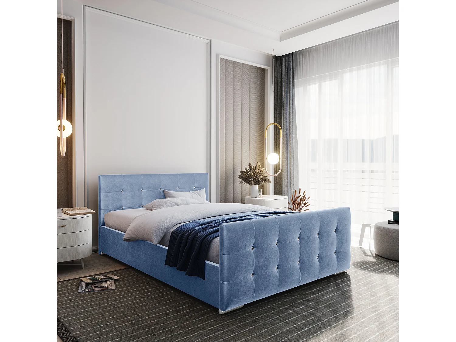 Bedante Polsterbett DAST 140x200cm, Bettkasten, Doppelbett, Bett, Bettkasten, Schlafzimmer, Stauraum, Polsterbett, Kontinentalbett, , Boxspringbett, Chrome