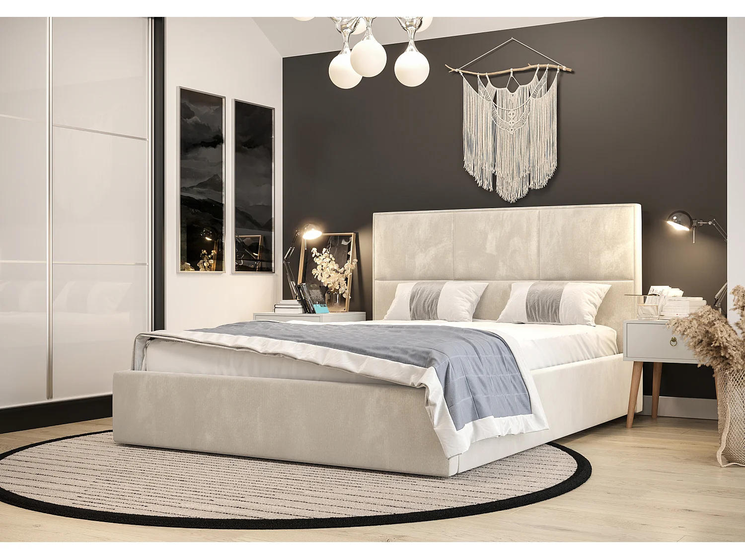 Bedante Polsterbett ELGA 160x200cm, Bettkasten, Einzellbett, Hotelbett, Matratze, Bettkasten, Schlafzimmer, Stauraum, Kontinentalbett, Boxspringbett