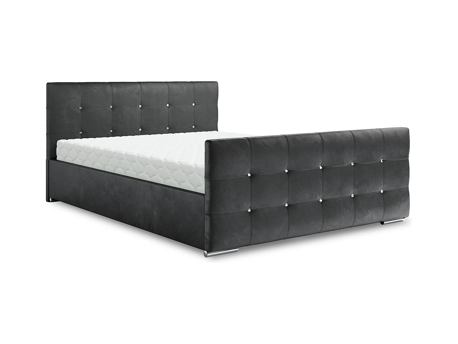 Bedante Polsterbett DAST 90x200cm, Bettkasten, Einzellbett, Bett, Bettkasten, Schlafzimmer, Stauraum, Kontinentalbett, Boxspringbett, Chrome