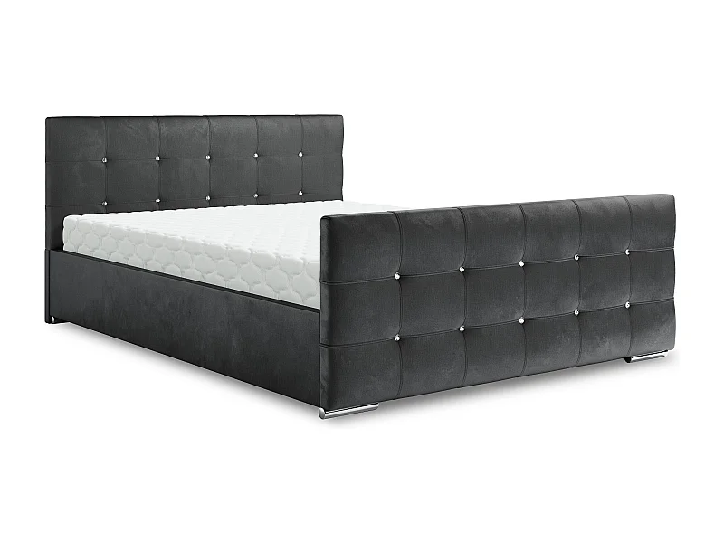 Bedante Polsterbett DAST 90x200cm, Bettkasten, Einzellbett, Bett, Bettkasten, Schlafzimmer, Stauraum, Kontinentalbett, Boxspringbett, Chrome