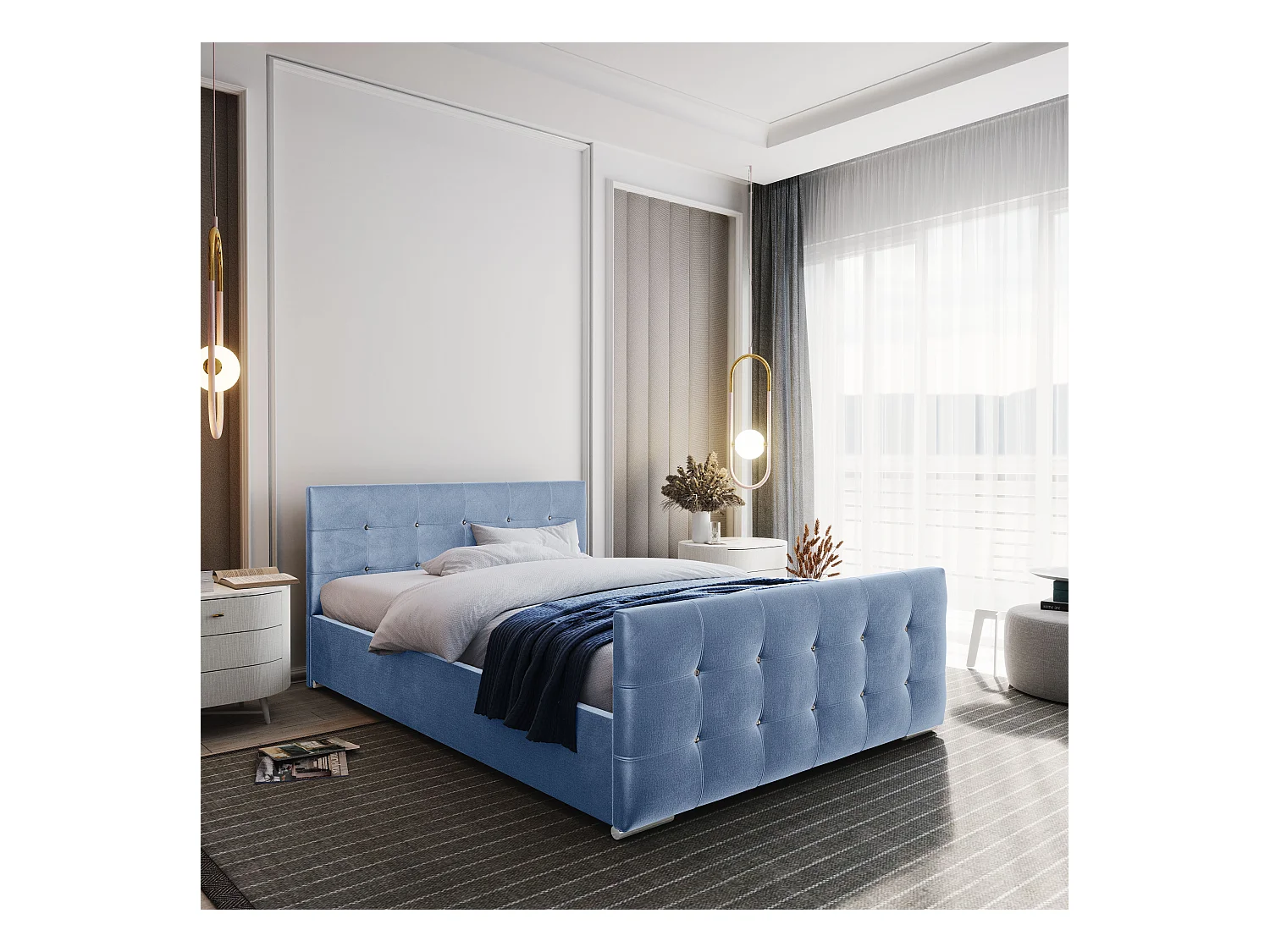 Bedante Polsterbett DAST 90x200cm, Bettkasten, Einzellbett, Bett, Bettkasten, Schlafzimmer, Stauraum, Kontinentalbett, Boxspringbett, Chrome