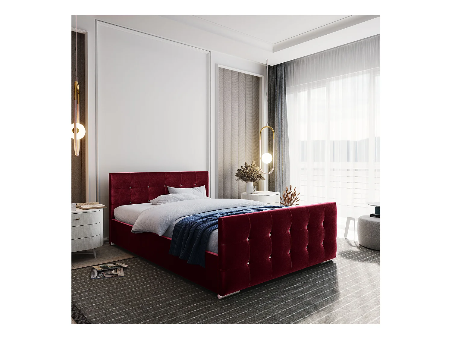 Bedante Polsterbett DAST 90x200cm, Bettkasten, Einzellbett, Bett, Bettkasten, Schlafzimmer, Stauraum, Kontinentalbett, Boxspringbett, Chrome