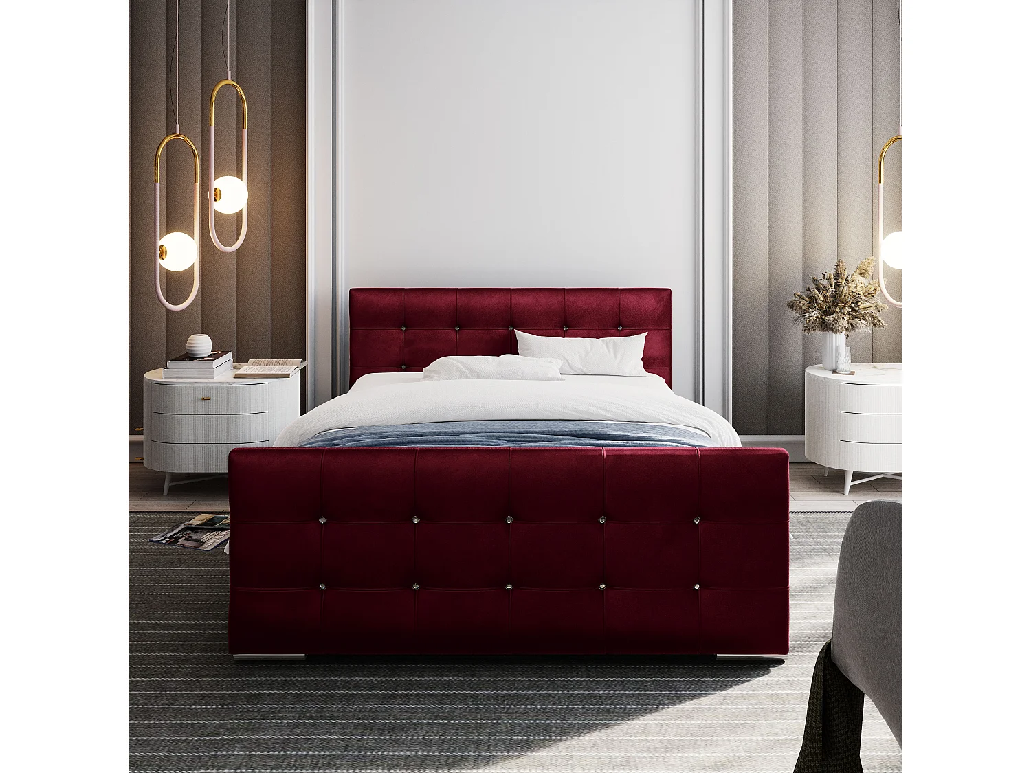 Bedante Polsterbett DAST 90x200cm, Bettkasten, Einzellbett, Bett, Bettkasten, Schlafzimmer, Stauraum, Kontinentalbett, Boxspringbett, Chrome