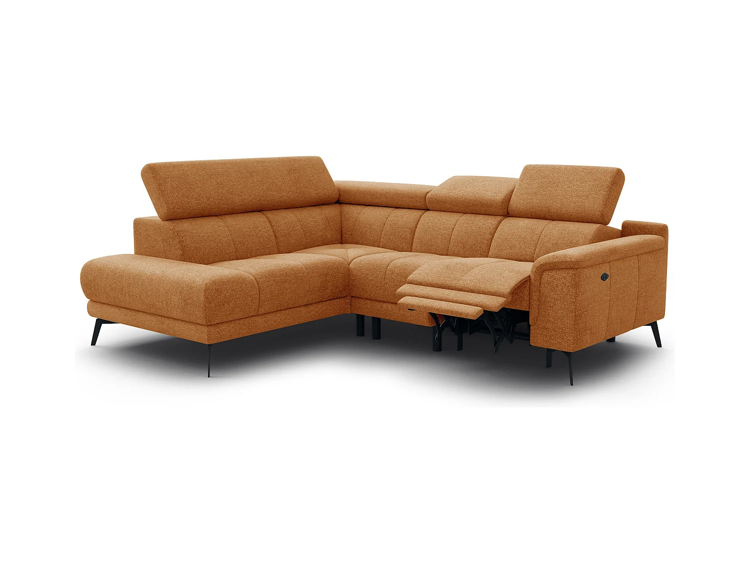 FIERO Ecksofa 4-Sitzer mit 1 Relaxfunktion und verstellbare Kopfstützen, orange