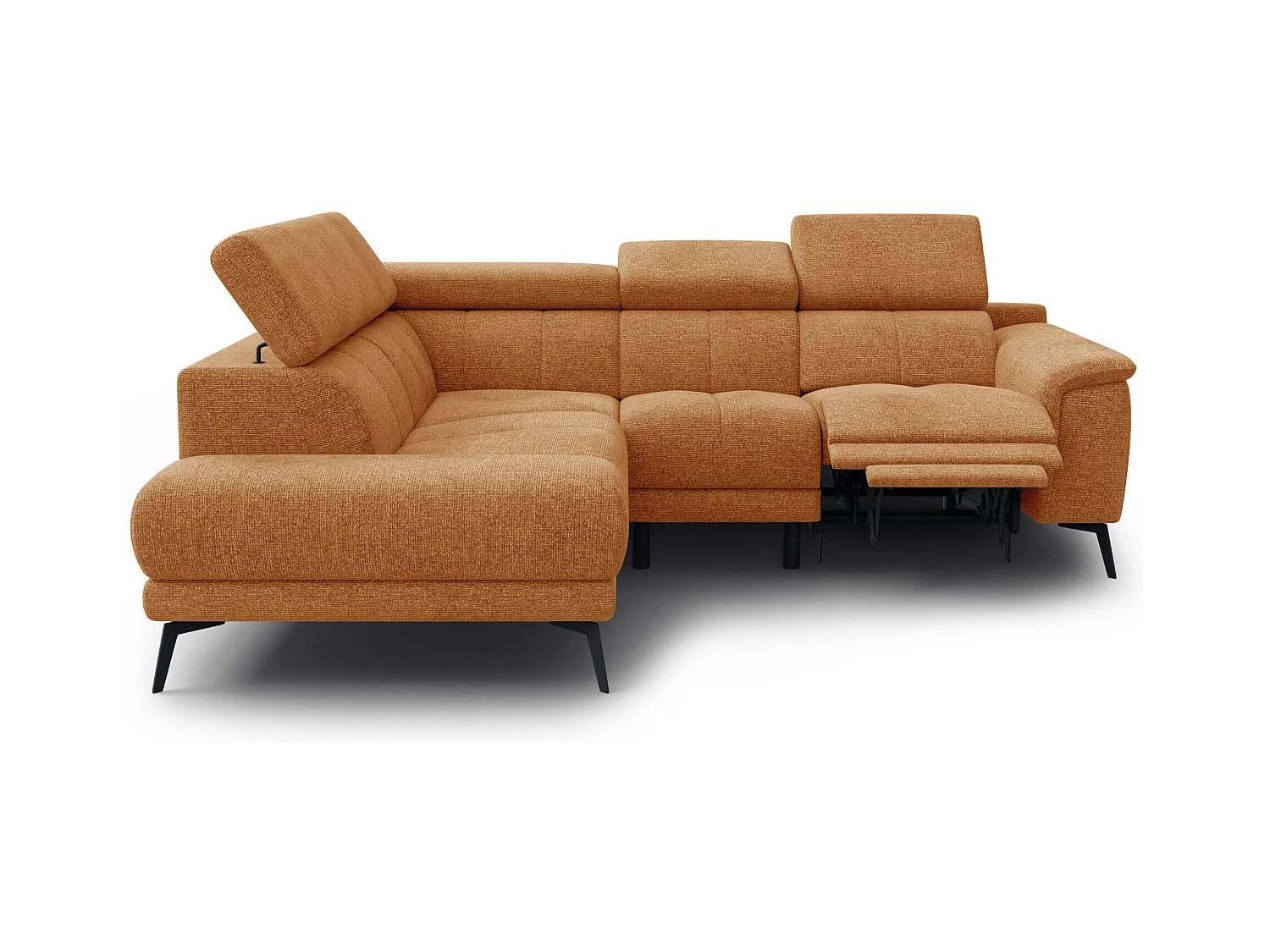 FIERO Ecksofa 4-Sitzer mit 1 Relaxfunktion und verstellbare Kopfstützen, orange