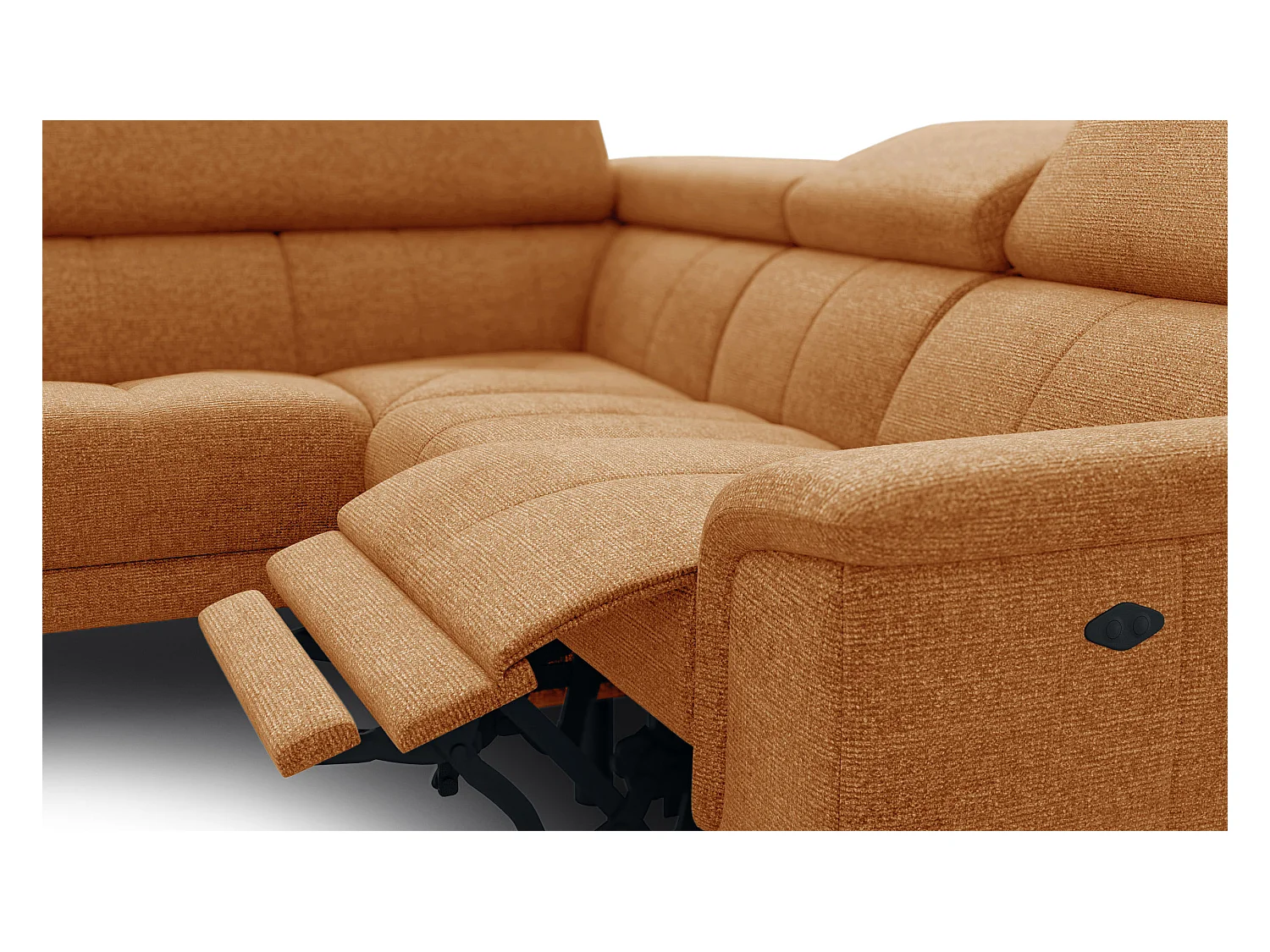 FIERO Ecksofa 4-Sitzer mit 1 Relaxfunktion und verstellbare Kopfstützen, orange