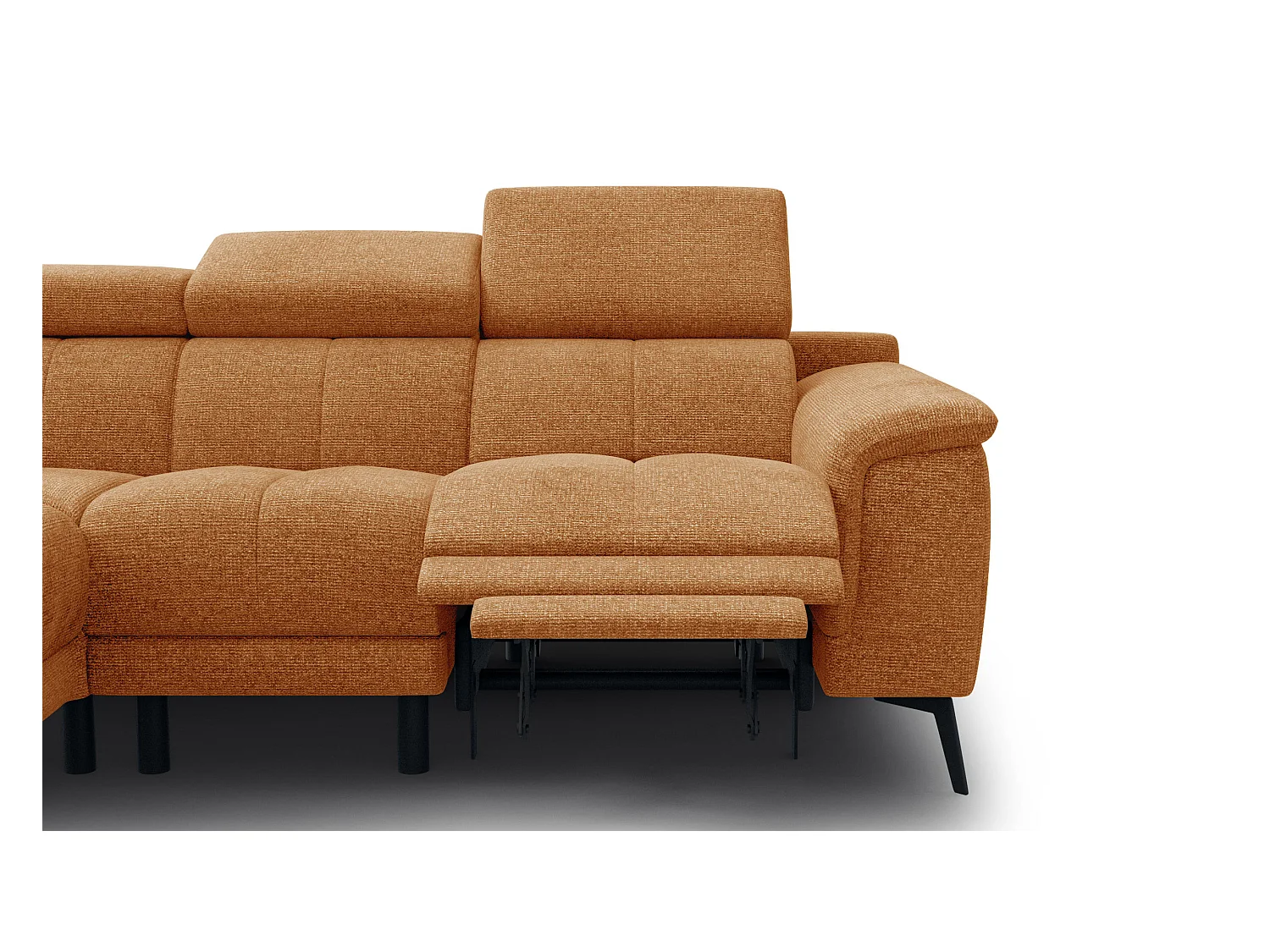 FIERO Ecksofa 4-Sitzer mit 1 Relaxfunktion und verstellbare Kopfstützen, orange