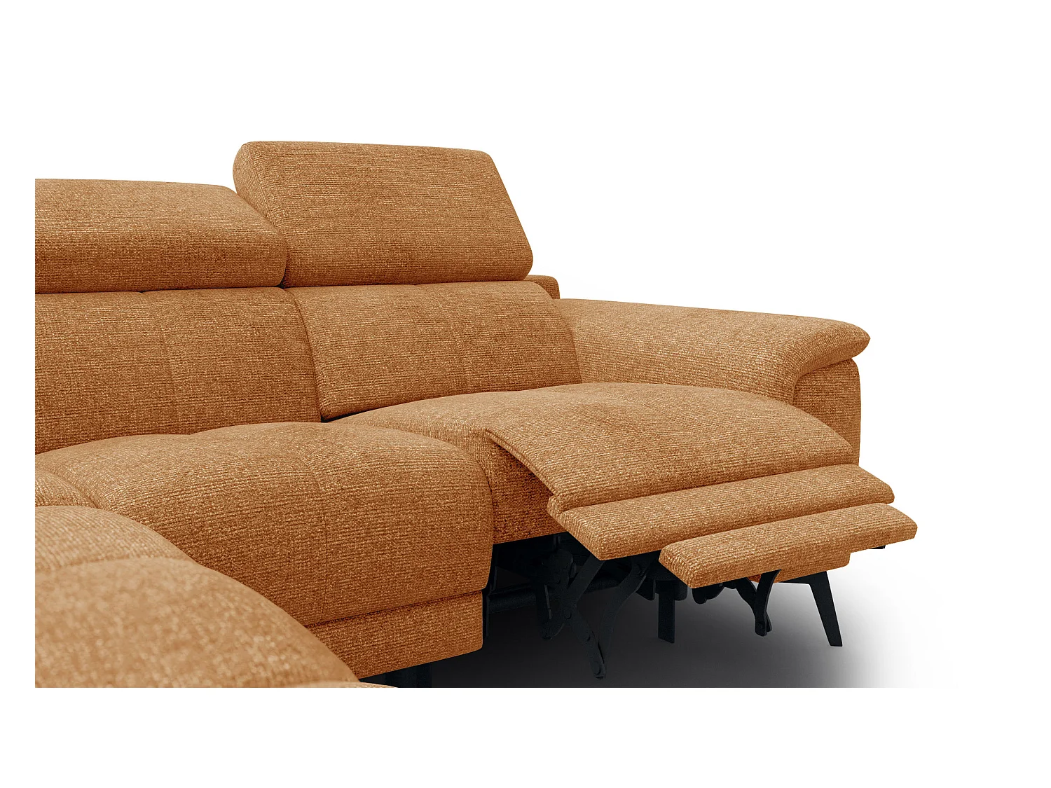 FIERO Ecksofa 4-Sitzer mit 1 Relaxfunktion und verstellbare Kopfstützen, orange