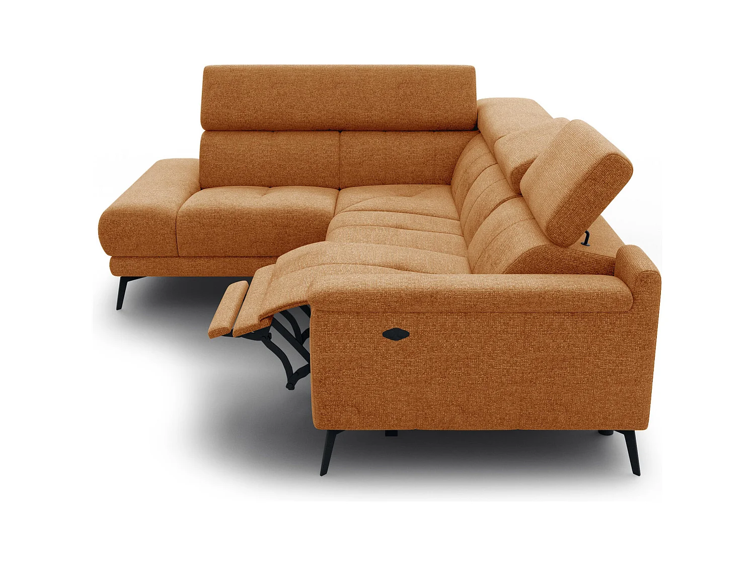 FIERO Ecksofa 4-Sitzer mit 1 Relaxfunktion und verstellbare Kopfstützen, orange