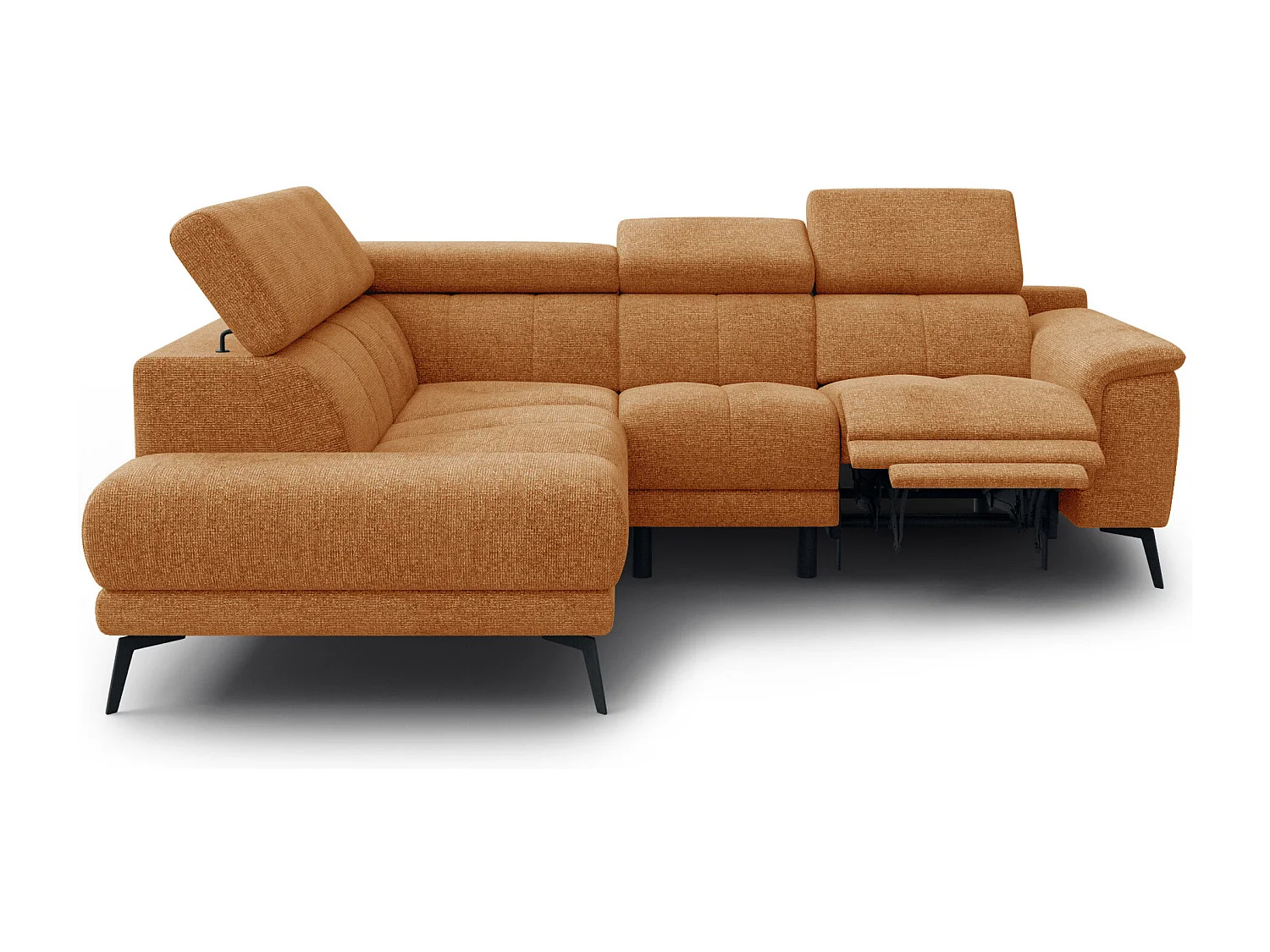 Canapé d'angle 4 places avec  1 relax électrique tissu orange - FIERO