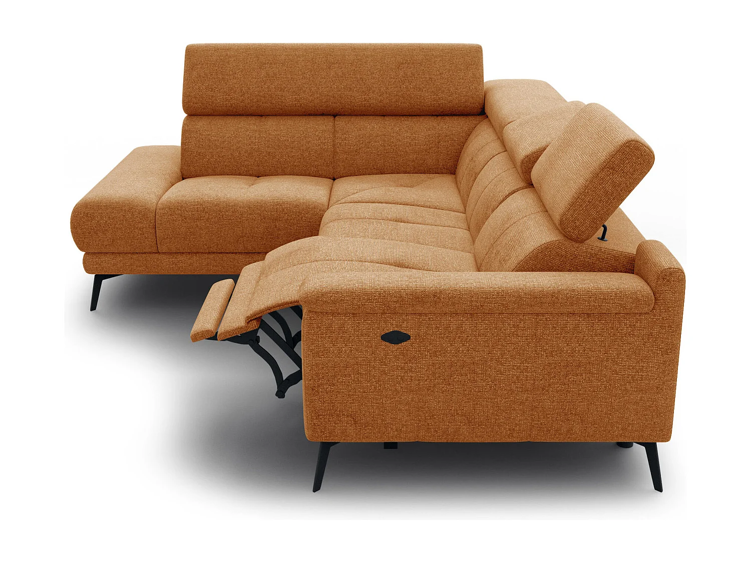 Canapé d'angle 4 places avec  1 relax électrique tissu orange - FIERO