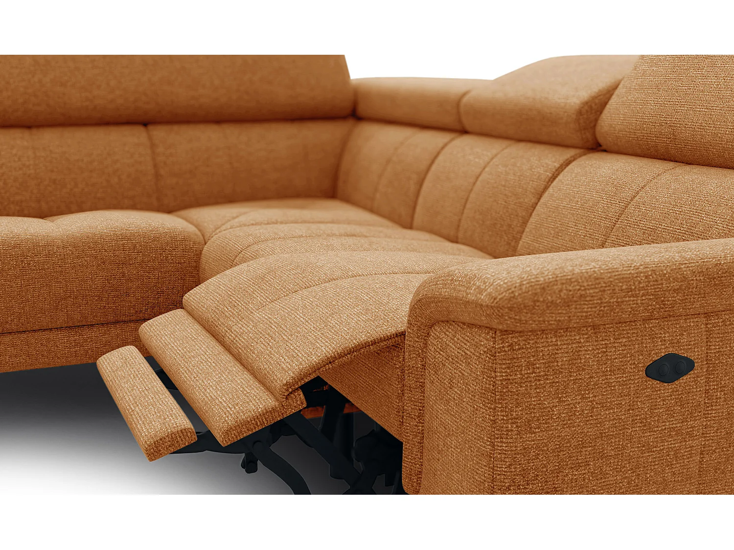 Canapé d'angle 4 places avec  1 relax électrique tissu orange - FIERO