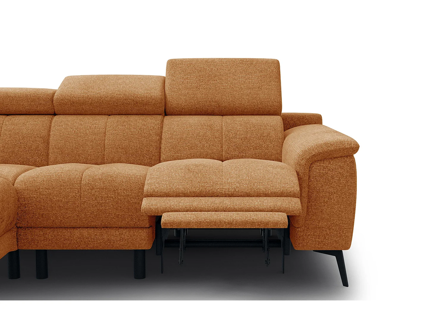 Canapé d'angle 4 places avec  1 relax électrique tissu orange - FIERO