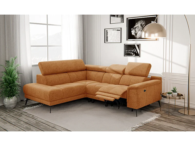 FIERO Ecksofa 4-Sitzer mit 1 Relaxfunktion und verstellbare Kopfstützen, orange