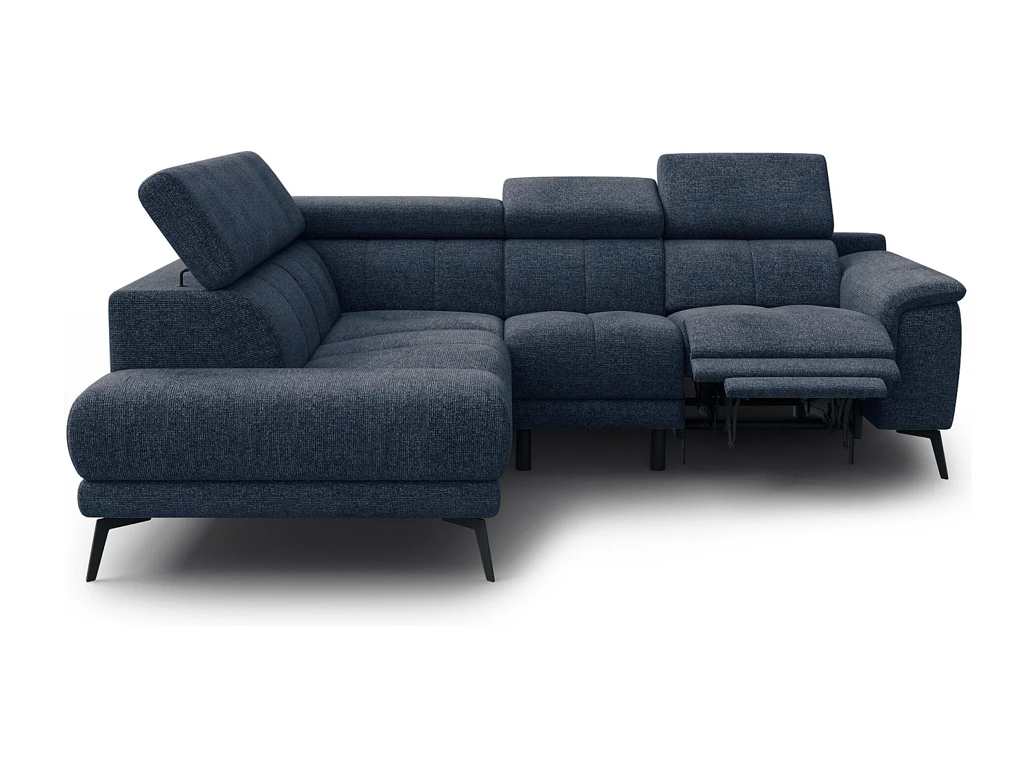 FIERO Ecksofa 4-Sitzer mit 1 Relaxfunktion und verstellbare Kopfstützen, marineblau
