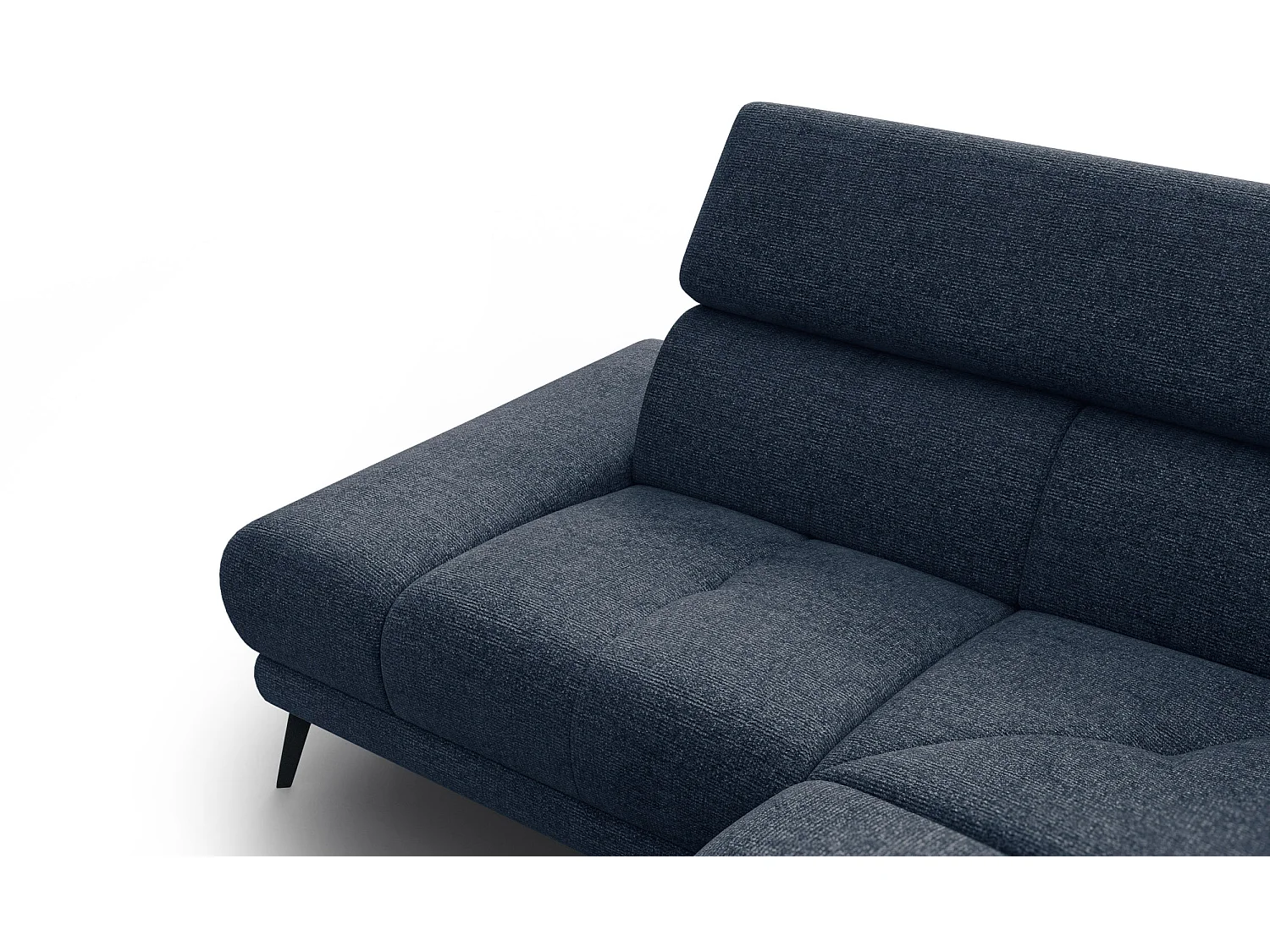 FIERO Ecksofa 4-Sitzer mit 1 Relaxfunktion und verstellbare Kopfstützen, marineblau