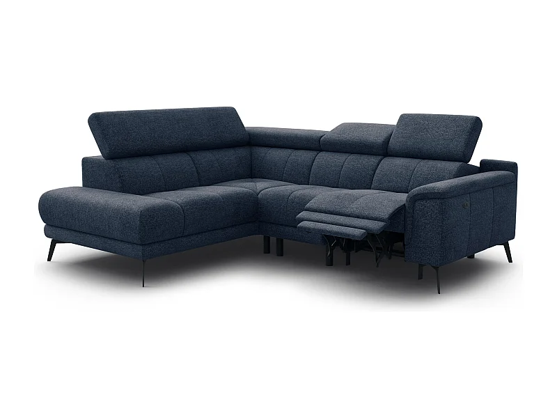 FIERO Ecksofa 4-Sitzer mit 1 Relaxfunktion und verstellbare Kopfstützen, marineblau