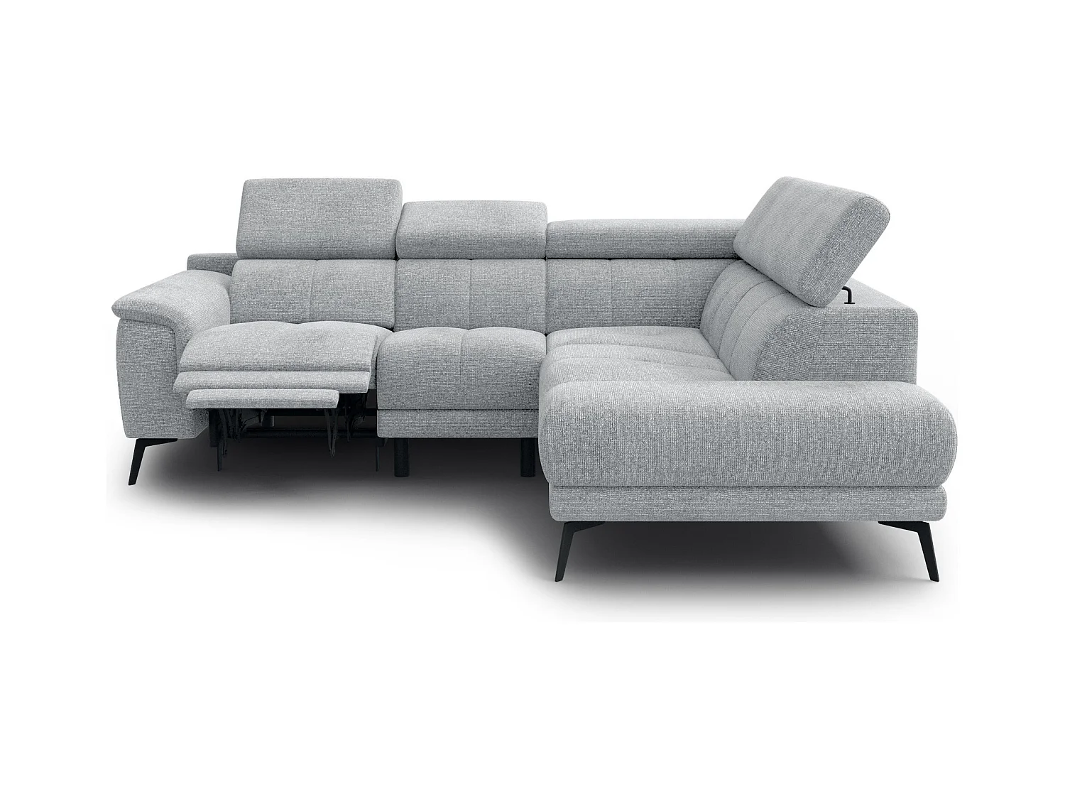 Canapé d'angle 4 places avec  1 relax électrique tissu gris argenté - FIERO