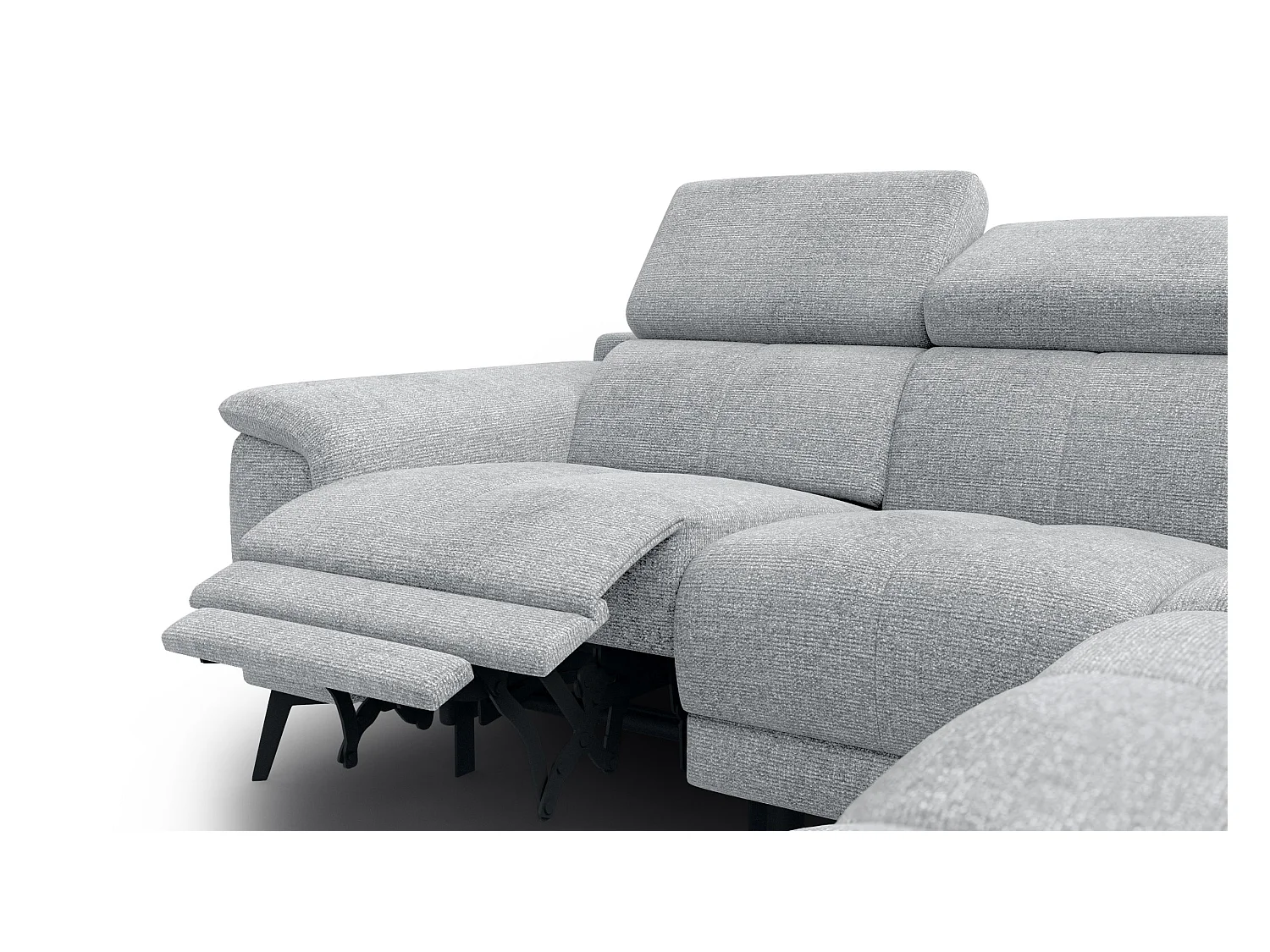 Canapé d'angle 4 places avec  1 relax électrique tissu gris argenté - FIERO