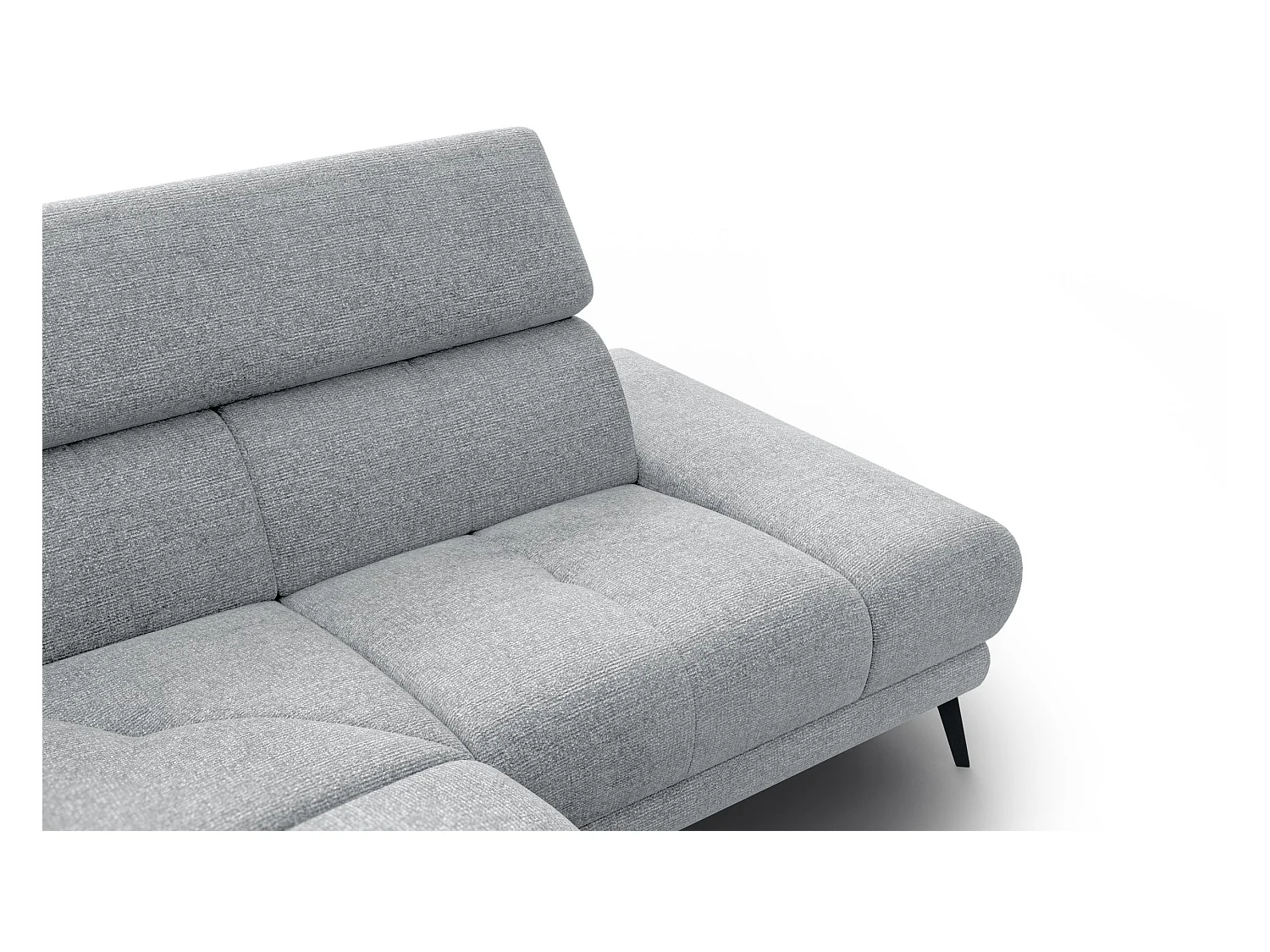 Canapé d'angle 4 places avec  1 relax électrique tissu gris argenté - FIERO