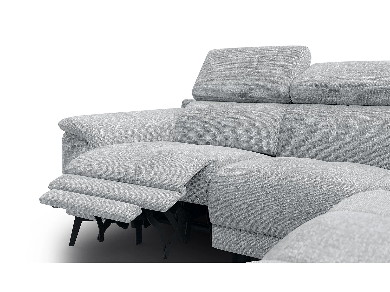 Canapé d'angle 4 places avec  1 relax électrique tissu gris argenté - FIERO