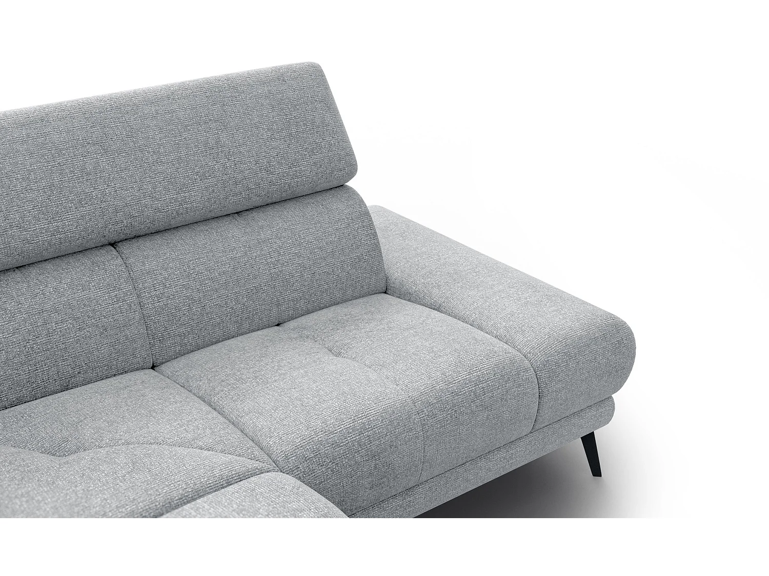 Ecksofa FIERO 4-Sitzer mit 1 Relaxfunktion und verstellbare Kopfstützen, silbergrau