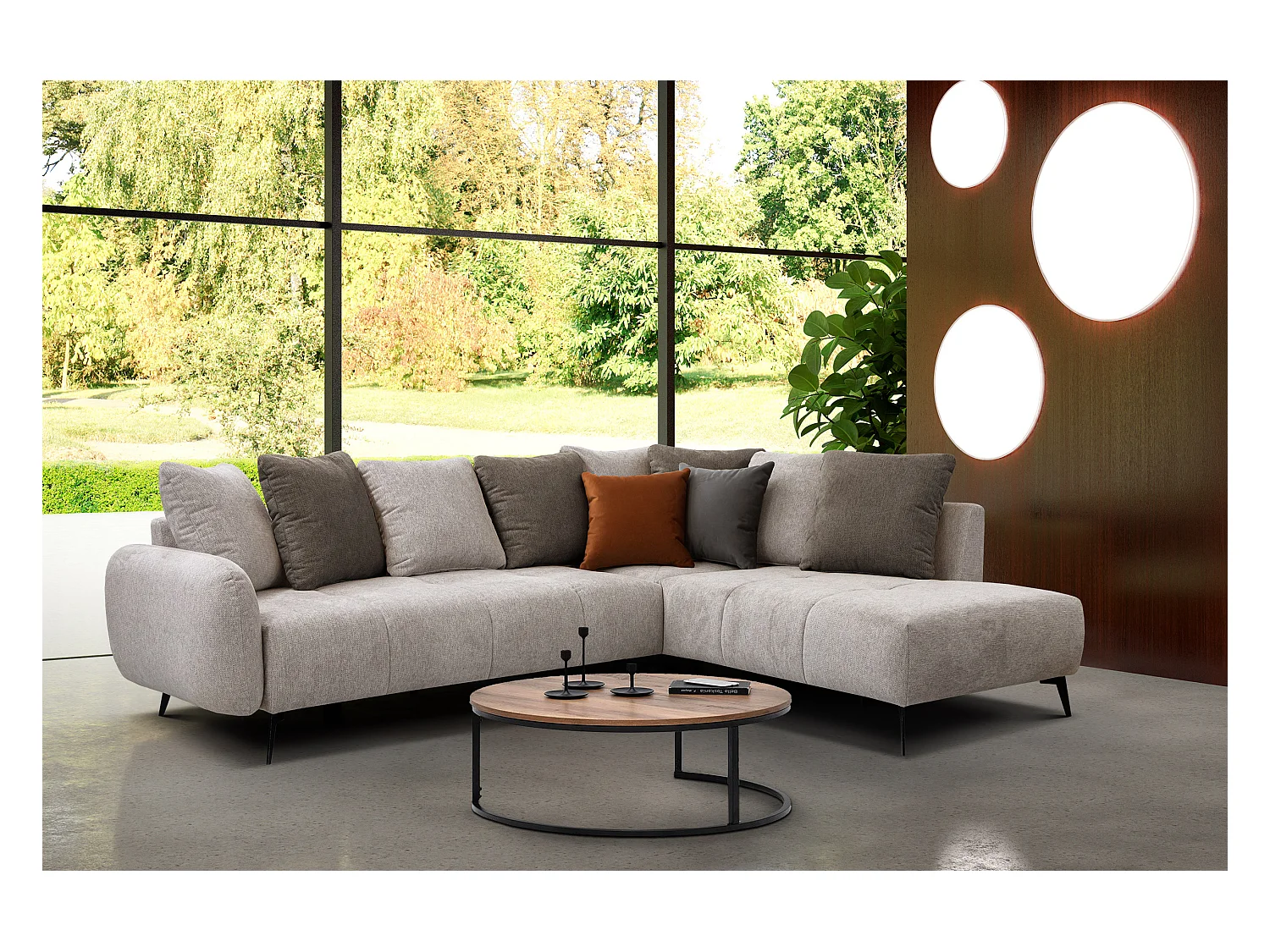 EVENTO Ecksofa 5-Sitzer rechts, beige