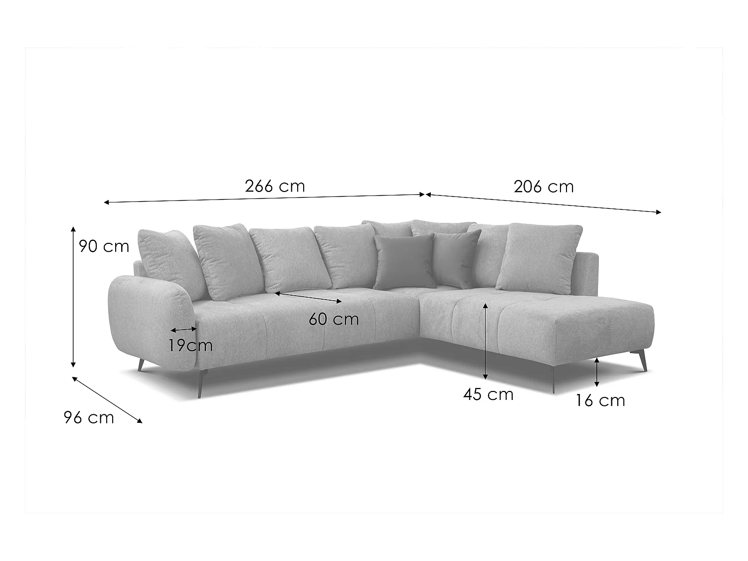 EVENTO Ecksofa 5-Sitzer rechts, beige
