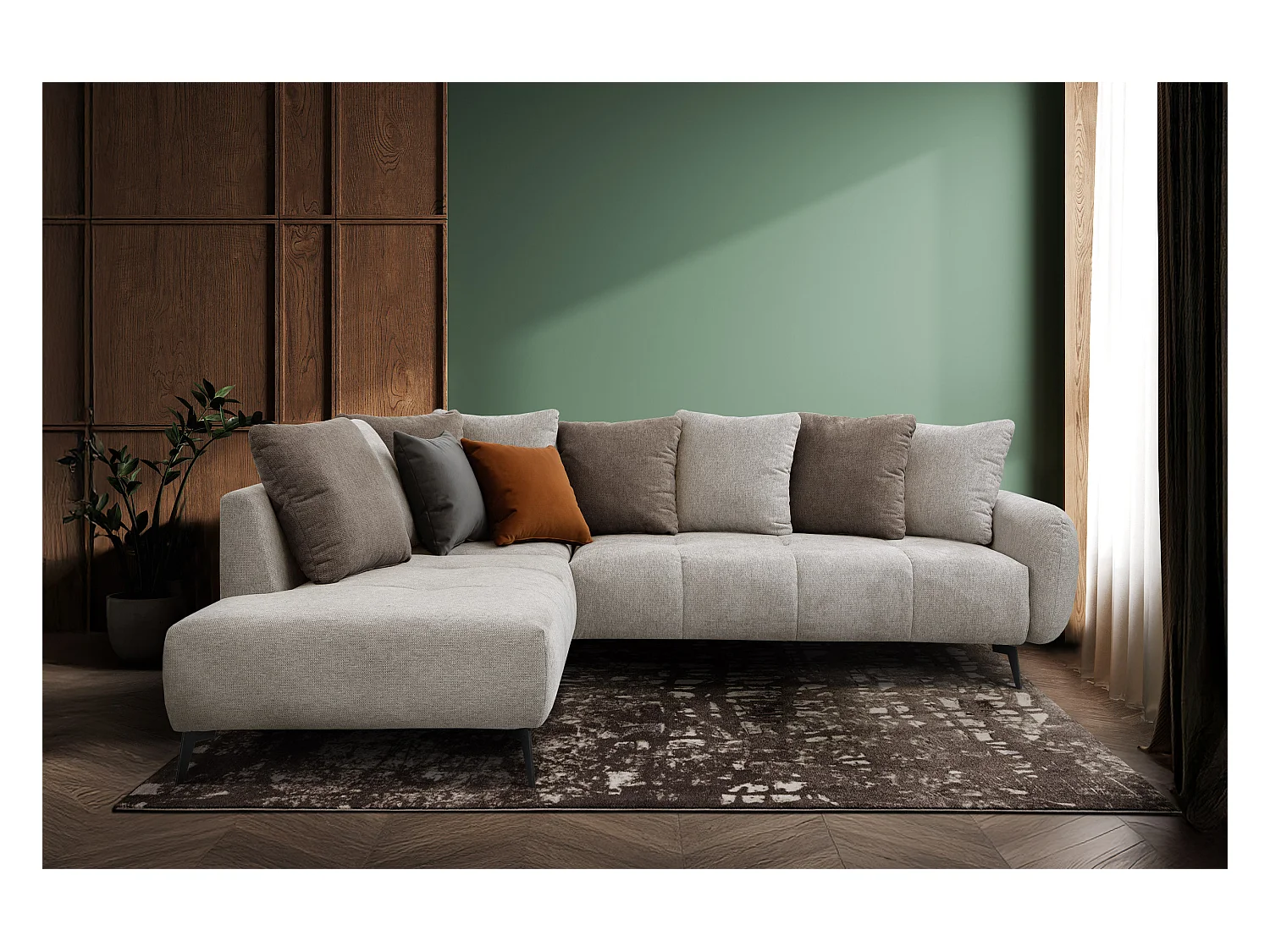 EVENTO Ecksofa 5-Sitzer rechts, beige