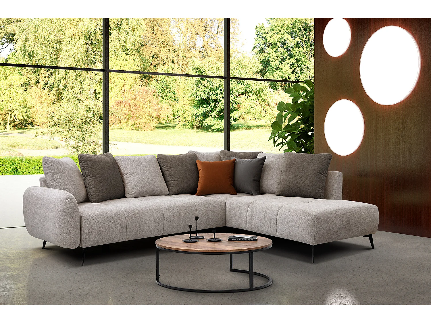 EVENTO Ecksofa 5-Sitzer rechts, beige