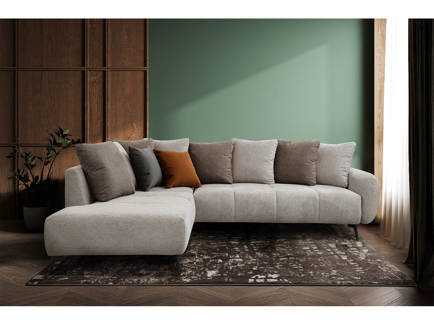 EVENTO Ecksofa 5-Sitzer rechts, beige