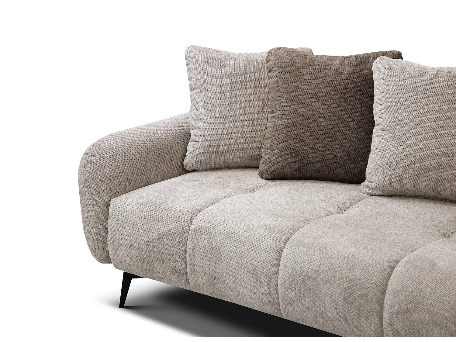 Canapé d'angle droit 5 places tissu beige - EVENTO