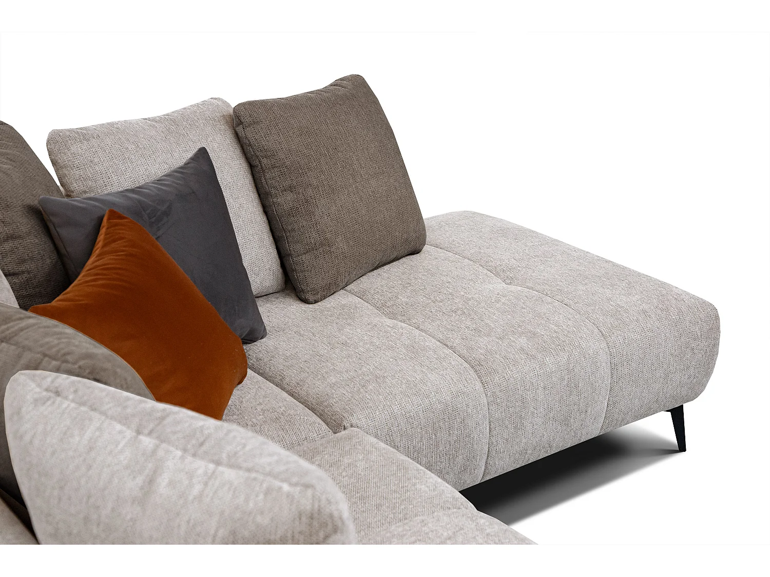 Canapé d'angle droit 5 places tissu beige - EVENTO