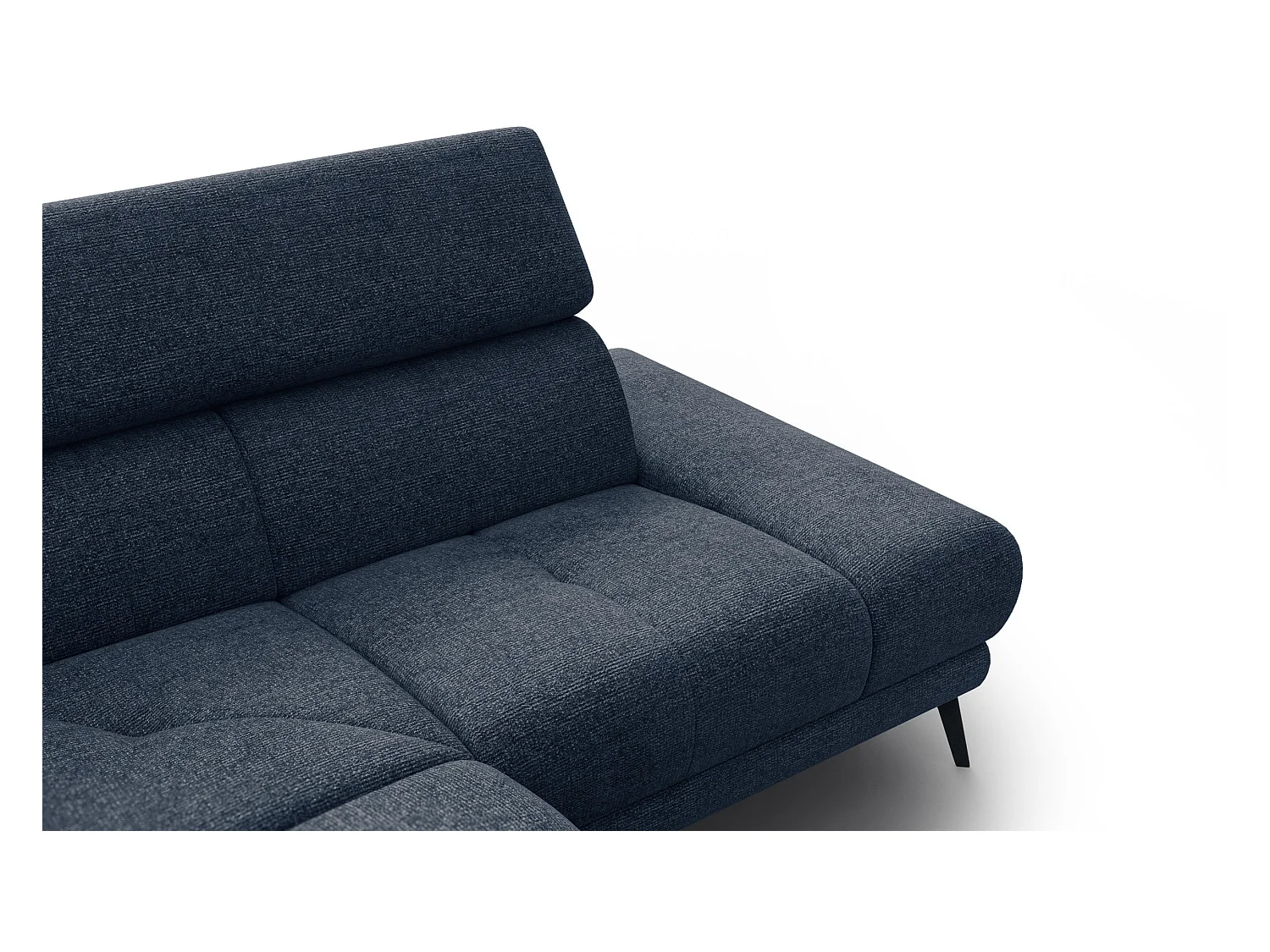 Ecksofa FIERO 4-Sitzer mit 1 Relaxfunktion und verstellbare Kopfstützen, marineblau