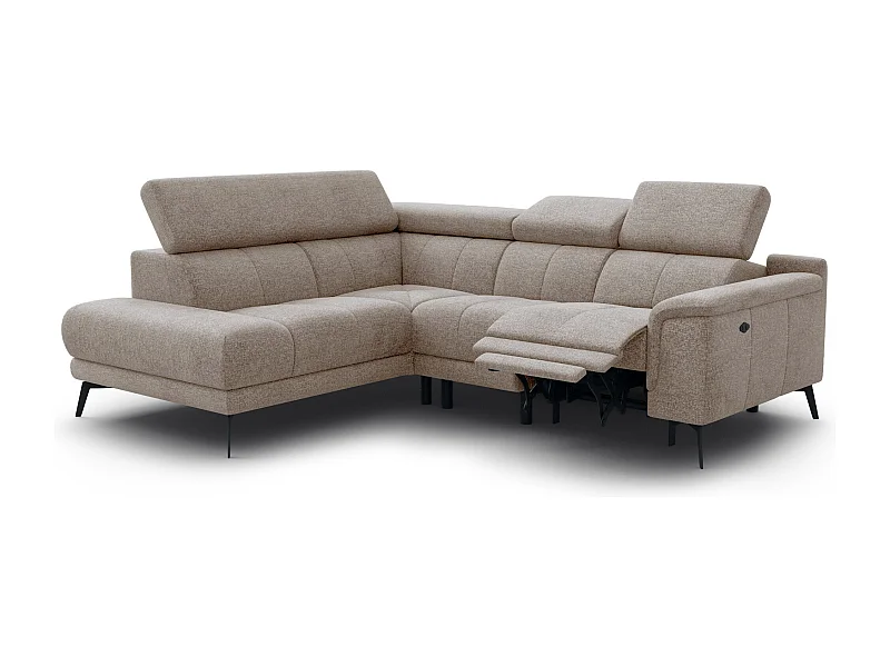 FIERO Ecksofa 4-Sitzer mit 1 Relaxfunktion und verstellbare Kopfstützen, taupe