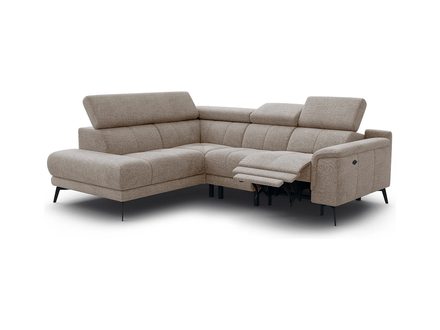 FIERO Ecksofa 4-Sitzer mit 1 Relaxfunktion und verstellbare Kopfstützen, taupe