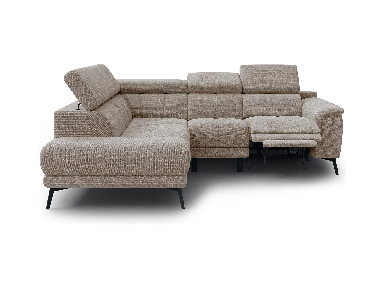 FIERO Ecksofa 4-Sitzer mit 1 Relaxfunktion und verstellbare Kopfstützen, taupe