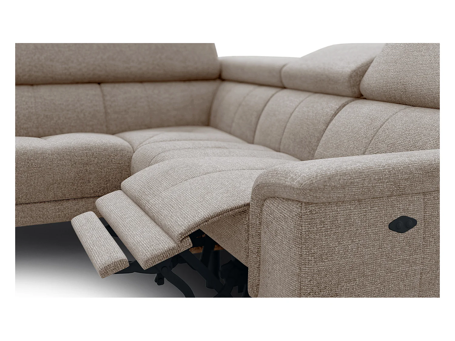 FIERO Ecksofa 4-Sitzer mit 1 Relaxfunktion und verstellbare Kopfstützen, taupe