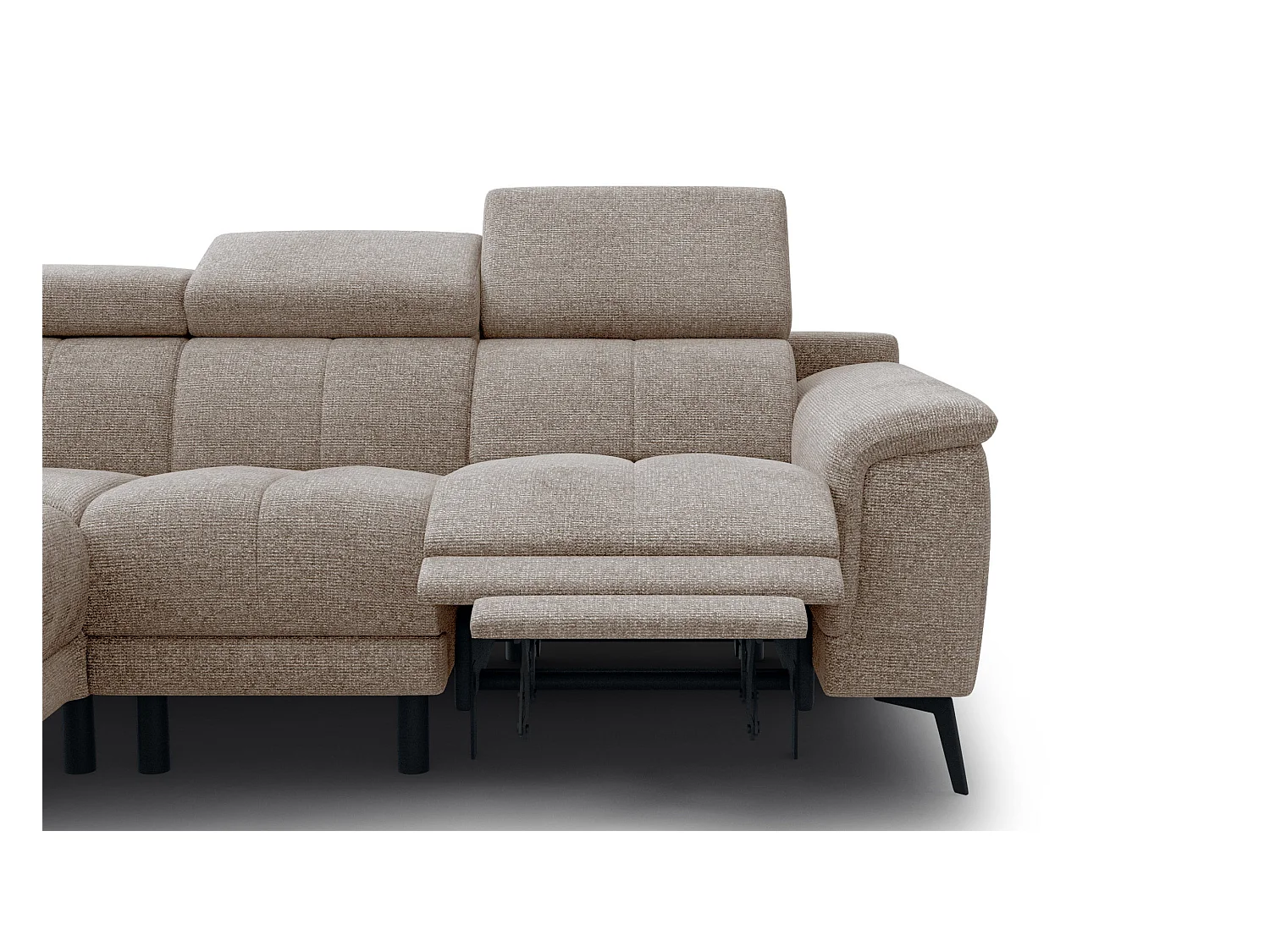 FIERO Ecksofa 4-Sitzer mit 1 Relaxfunktion und verstellbare Kopfstützen, taupe